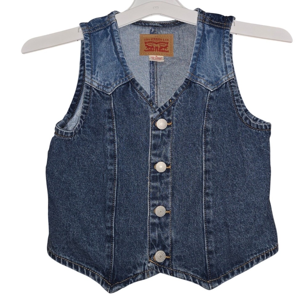 Levis Girls Rodeo Two Tone Denim Vest Blue Medium 10-11 4MN588-MFK NWT